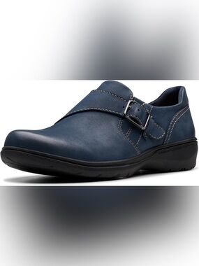Clarks Women’s Slip On Carleigh Jazz in Navy Nubuck Shoes Size: 9.5